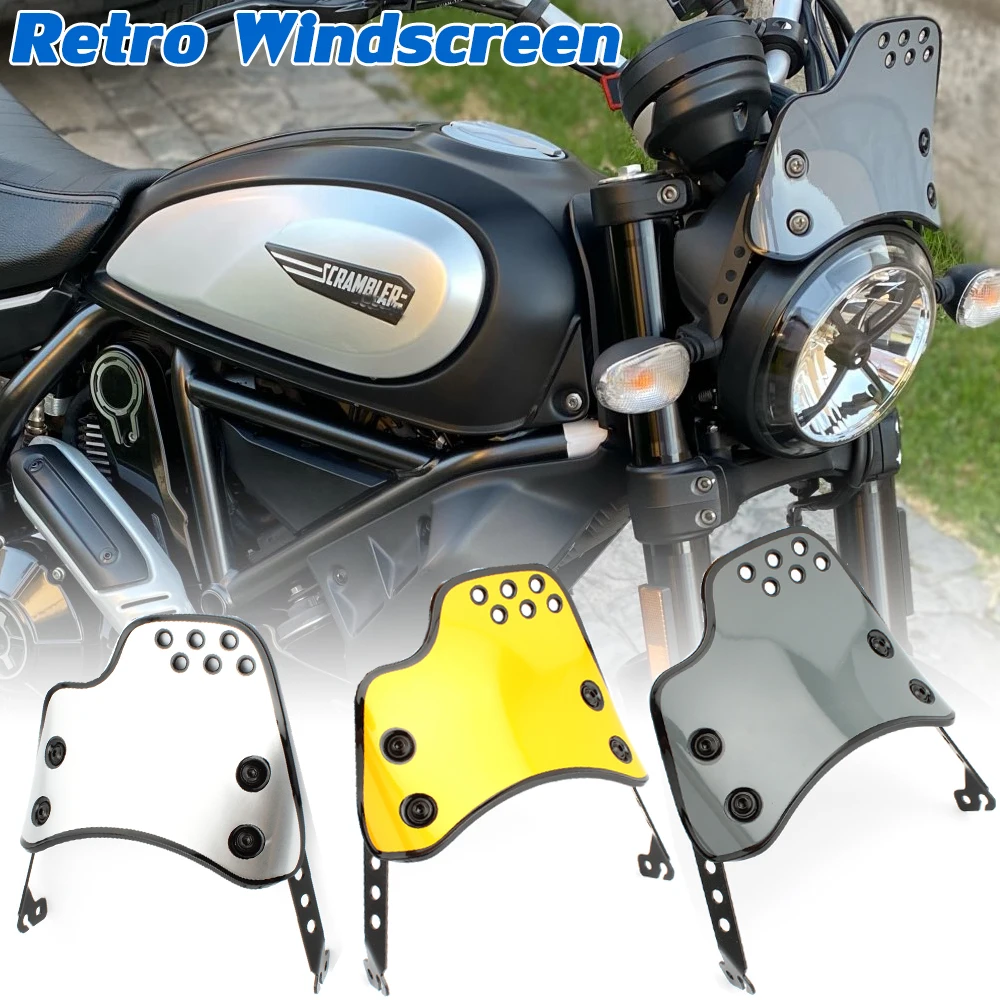 Motorcycle Windscreen Windshield Wind Deflector Flyscreen For Ducati Scrambler 400 800 2015 2016 2017 2018 2019 2020 2021 2022