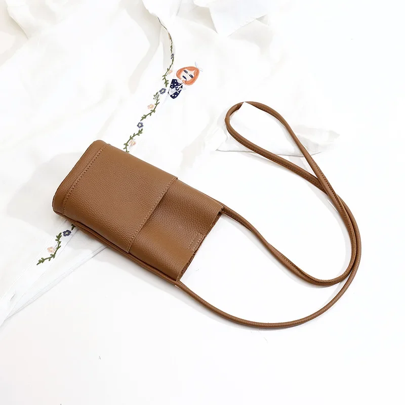 Women Pu Leather Mobile Phone Bag Minimalist Casual Crossbody Bag Fashion Versatile Waterproof Shoulder Bag Pure Color Tote Bags 8