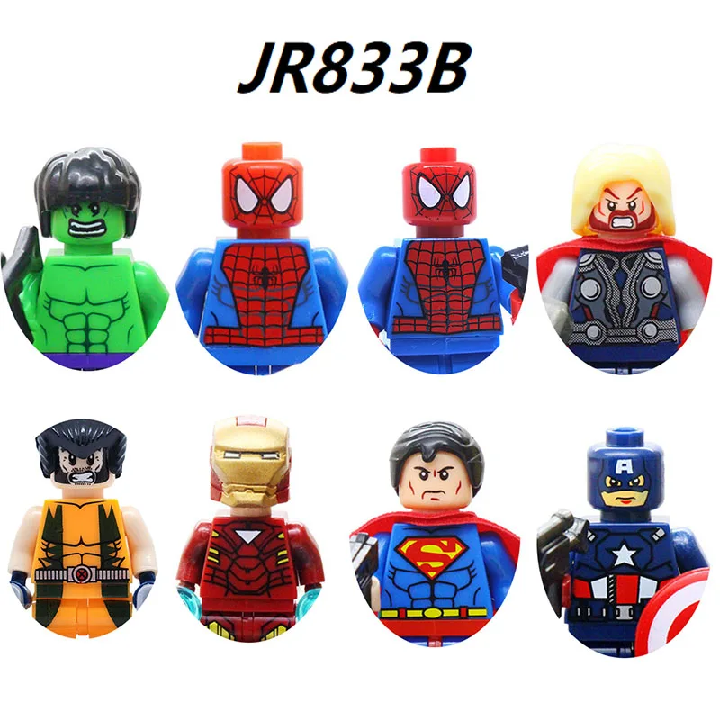 

JR833B SuperHero Movie Mini Building Block Action Figure Spider Man Batman Image Dolls Puzzle Assembly Toy Bricks Gift Wholesale