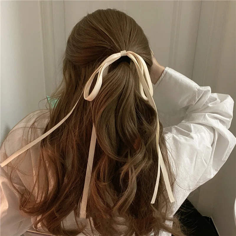 Korean Version Bow Tie Long Ribbon Hair Ties Birthday Party Elegant Headrope 2023 Girl Creative Hair