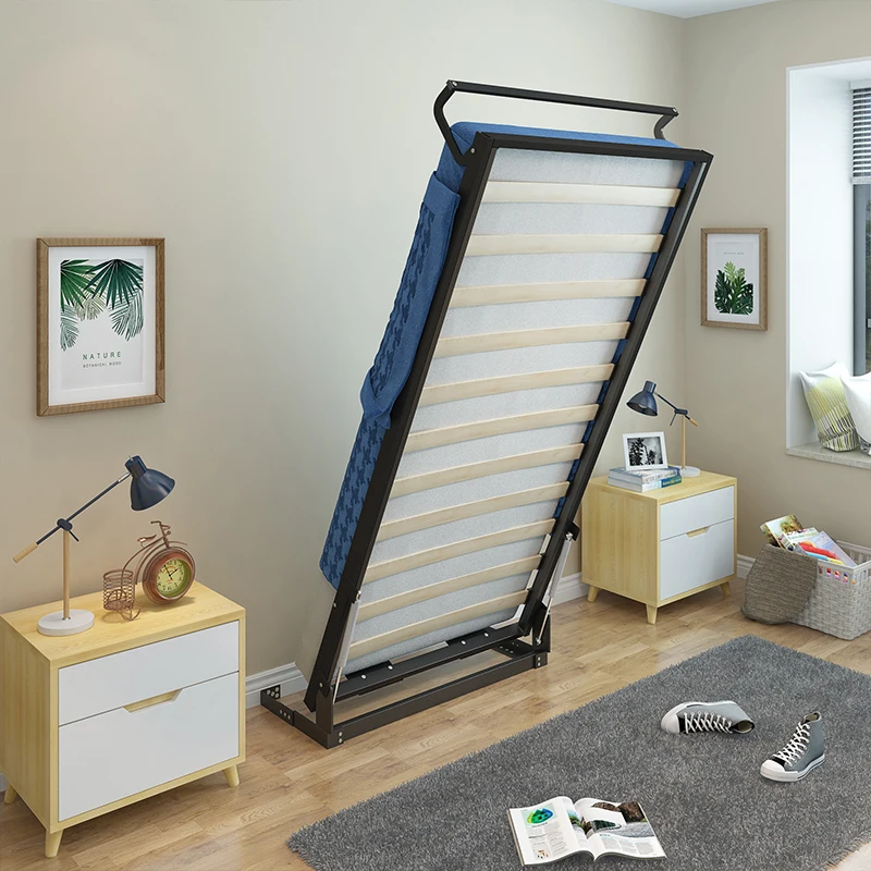 

Invisible bed foldable bed does not require a bed box to flip over. Hidden bed with upper and lower flip over walls. Murphy bed