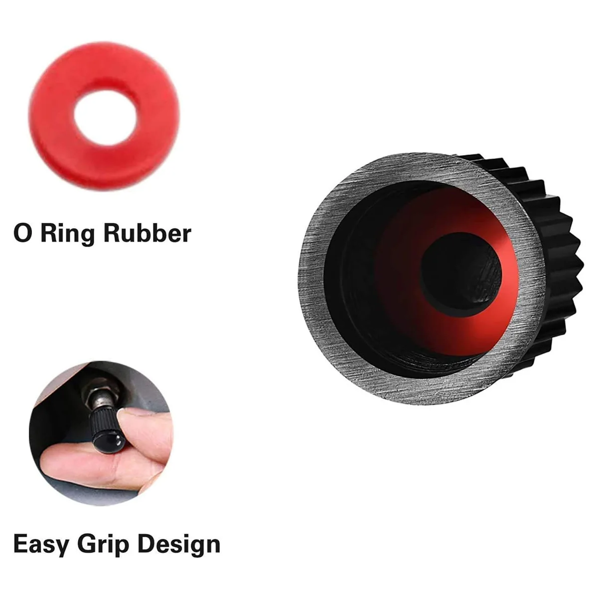 Durable Black Airtight Automotive Tire Valve Caps - Set of 50/100/200