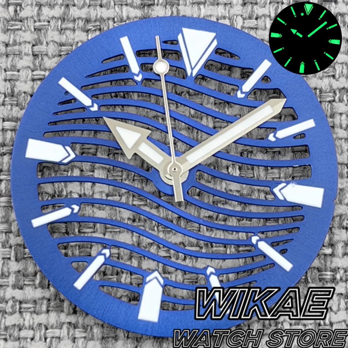 Elegant Multicolor 29mm Skeleton Watch Dial with Silver Hands and Green Luminous Accents