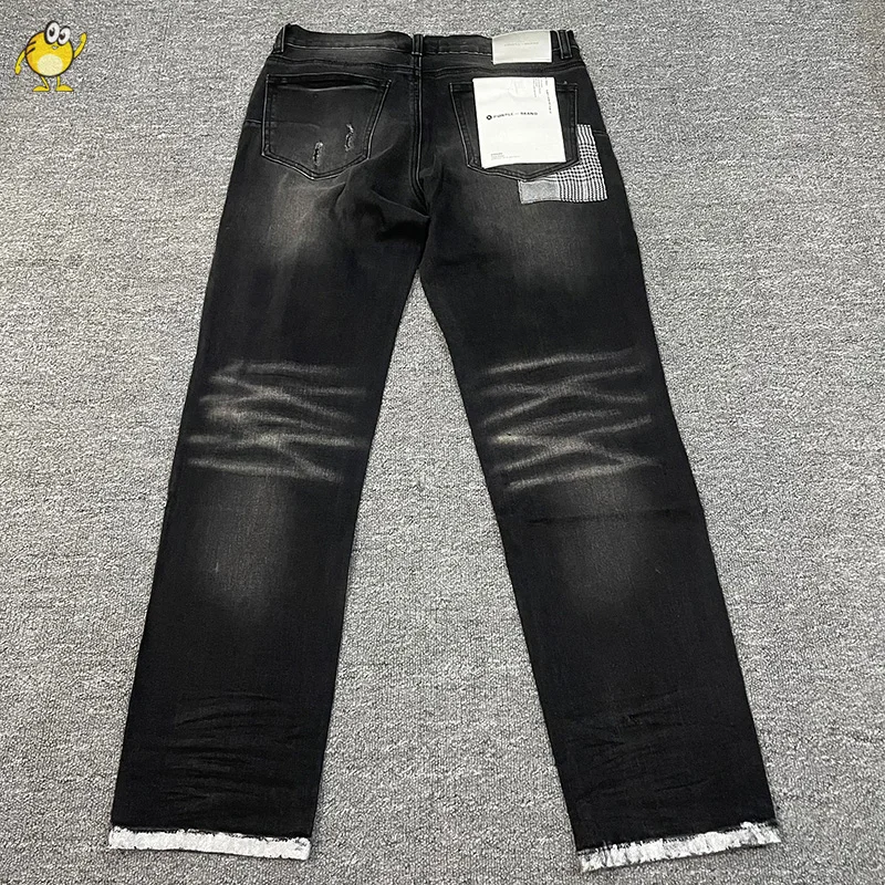 High Street Vintage Fashion Casual Jeans Pants Men Woman Washed Black Damaged Hole Old Hip Hop Trousers 2