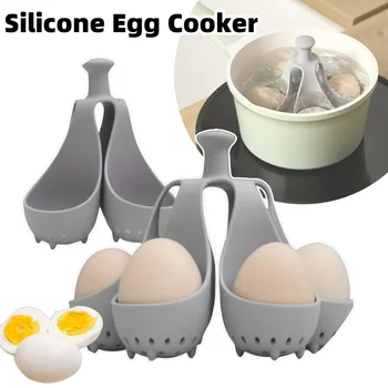 1/2pcs Silicone Egg Cooker High-Temperature Resistant Silicone Steaming Eggs Boiler for Home Quick Breakfast Prep Kitchen Tools 1