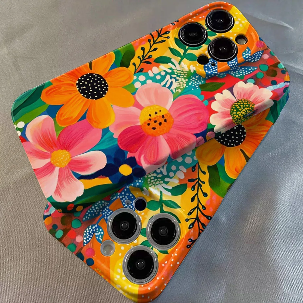 Elegant Floral Shockproof Phone Case with Hard PC Bumper Cover