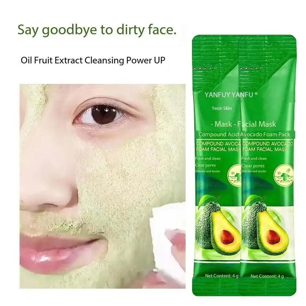 Avocado Deep Cleansing Bubble Mud For Face Exfoliating Face Mask Pores & Blackheads Removal Cleansing Natural Skin Care For W7E9