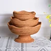 Rattan Fruit Baskets,Wicker Storage Bowls,Natural Woven Serving Basket Bowls,Decorative Baskets for Kitchen Counter Organizing 1