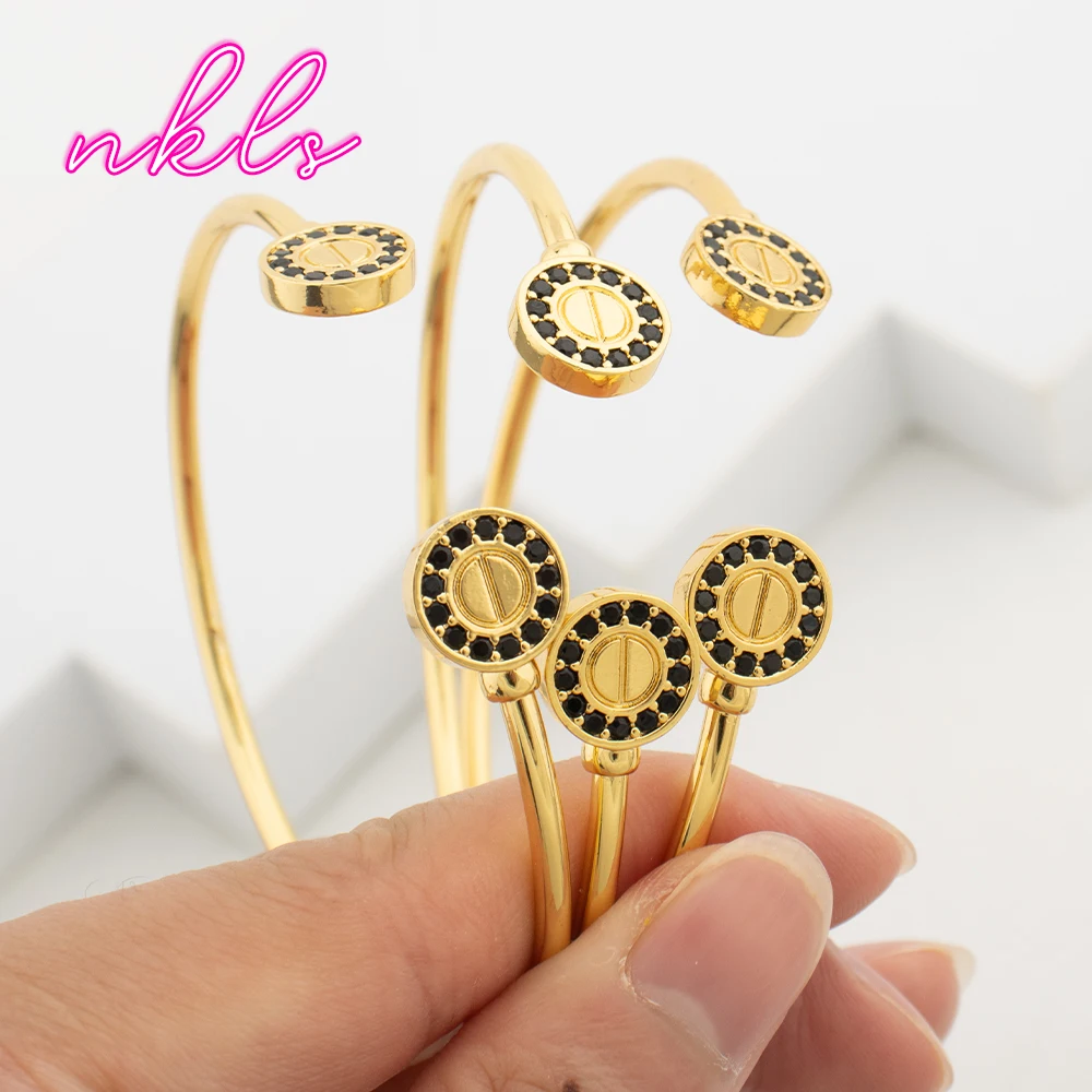 Simple Nail Bangle Bracelet Luxury Copper Jewelry Women's Punk Style Metal Bracelet Charms Gold Plated Hand Jewelry bangle bracelet