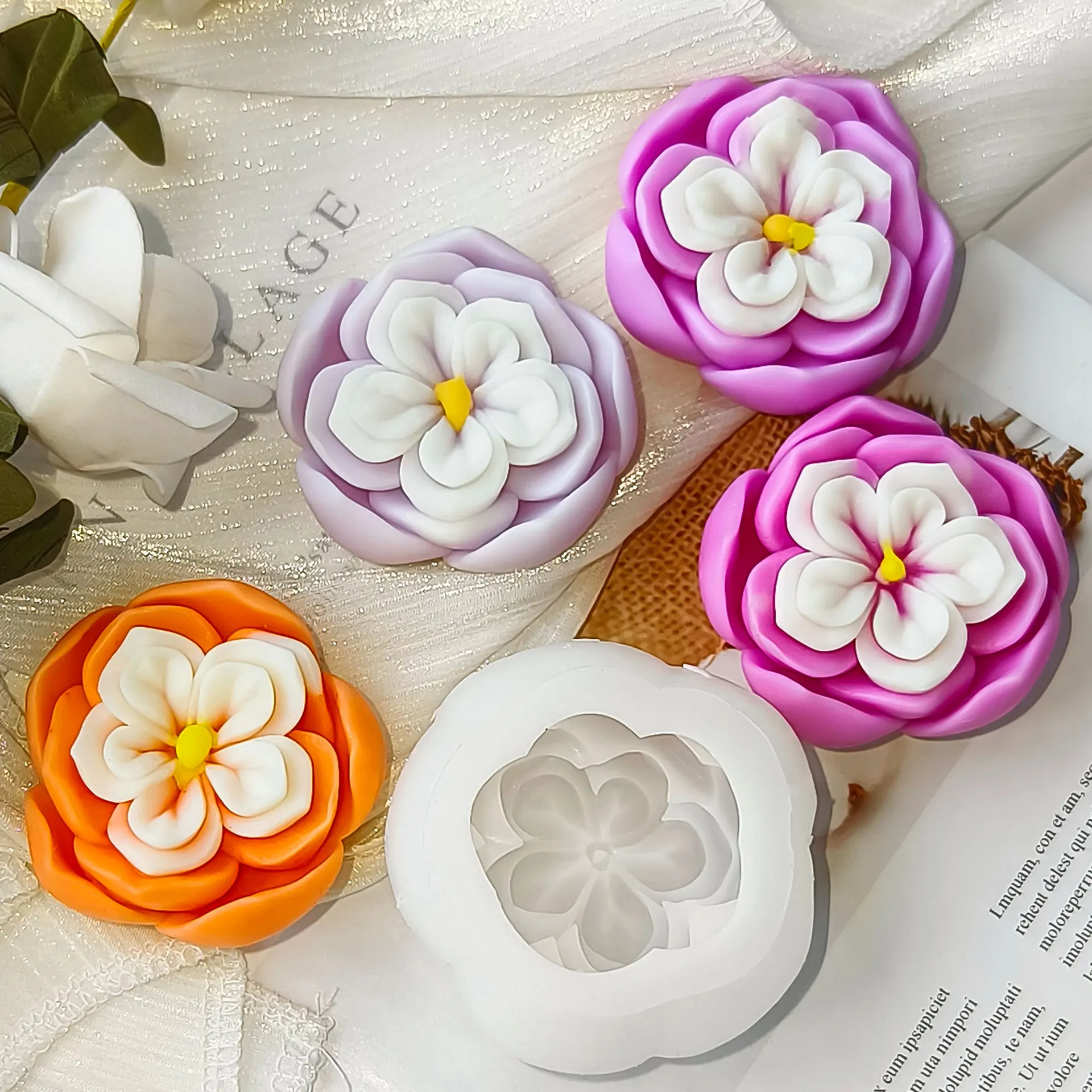 DIY Flower Silicone Candle Mold Handmade Soap Aroma Plaster Resin Mould Flowers Candy Chocolate Baking Molds