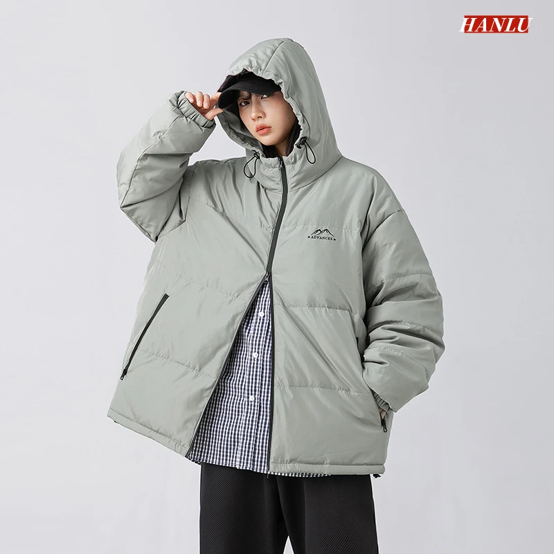 HANLU 2022 Winter Hooded Down Jacket Men Casual Loose Thicken Duck Down Warm Mens Parkas Women Winter Puffer Jackets Sports Coat