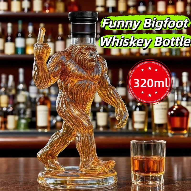 Carafe à Whisky Bigfoot Amusante En Verre - Sculpture 3D Sasquatch, Capacité 350-400 Ml, Décoration Bar Gothique/punk