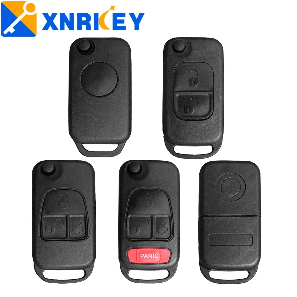 

XNRKEY Flip Folding Car Key Shell Case for Mercedes Benz W168 W124 W202 W203 A C E ML CL S SL SEL SLK E113 HU64 HU39 Blade