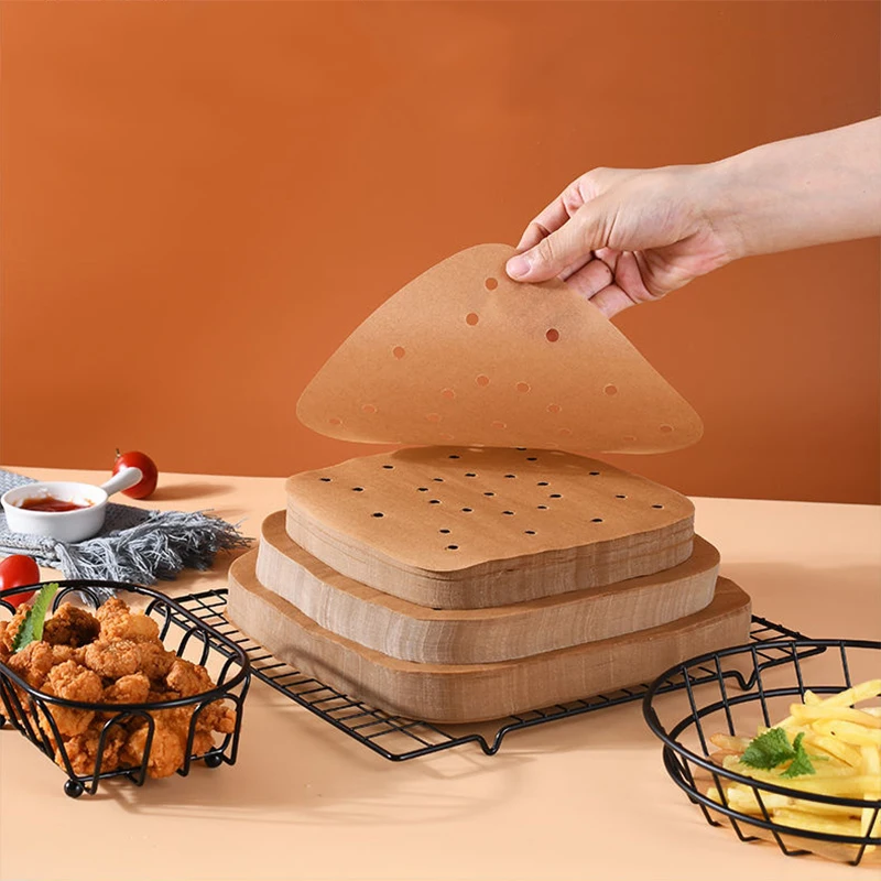 Bamboo Steamer Papers 100 Sheets Round Square Non-Stick Steamer Mat Oil Paper Air Fryer Accessories Kitchen Cooking Tools Air fryer paper,bamboo steamer paper