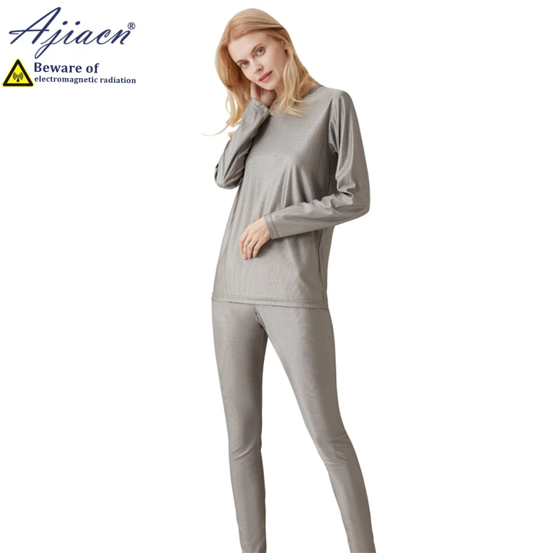 Genuine anti-radiation 100% silver fiber knitted fabric women's long underwear Electromagnetic radiation shielding underwear