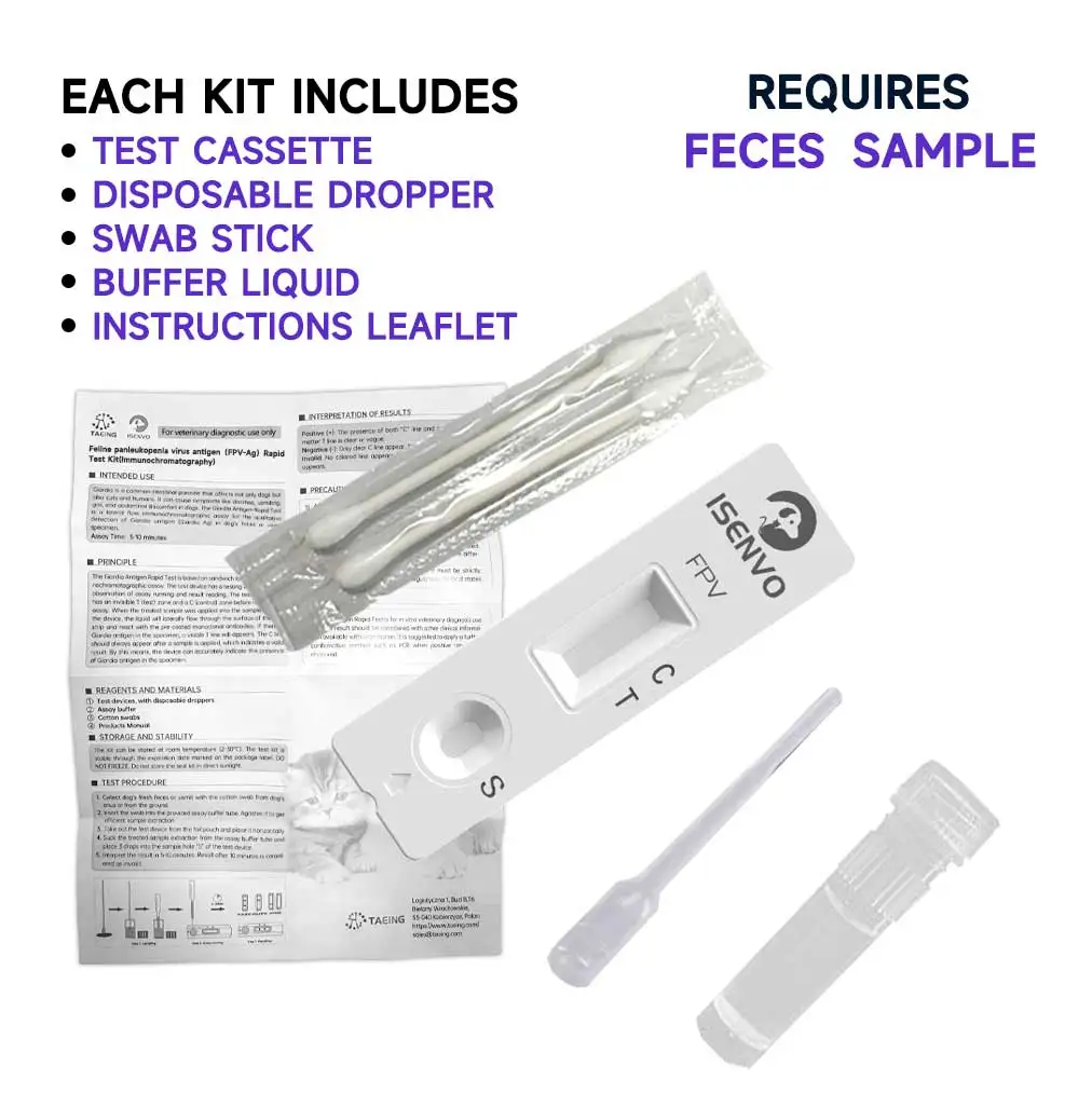 10Pcs Feline FPV or 10Pcs FIV+FeLV or FPV+FCOV+GIA Rapid Home Test Kit for Cats Veterinary