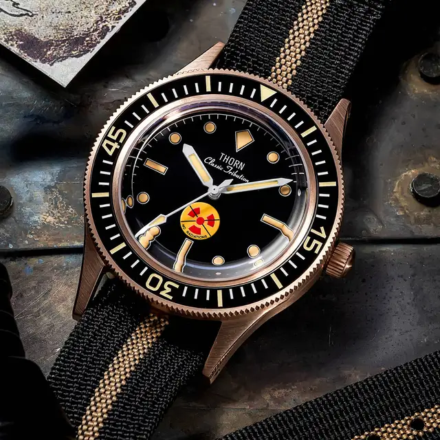 Thorn Men's Vintage Bronze Diver Watch 40mm Black Dial