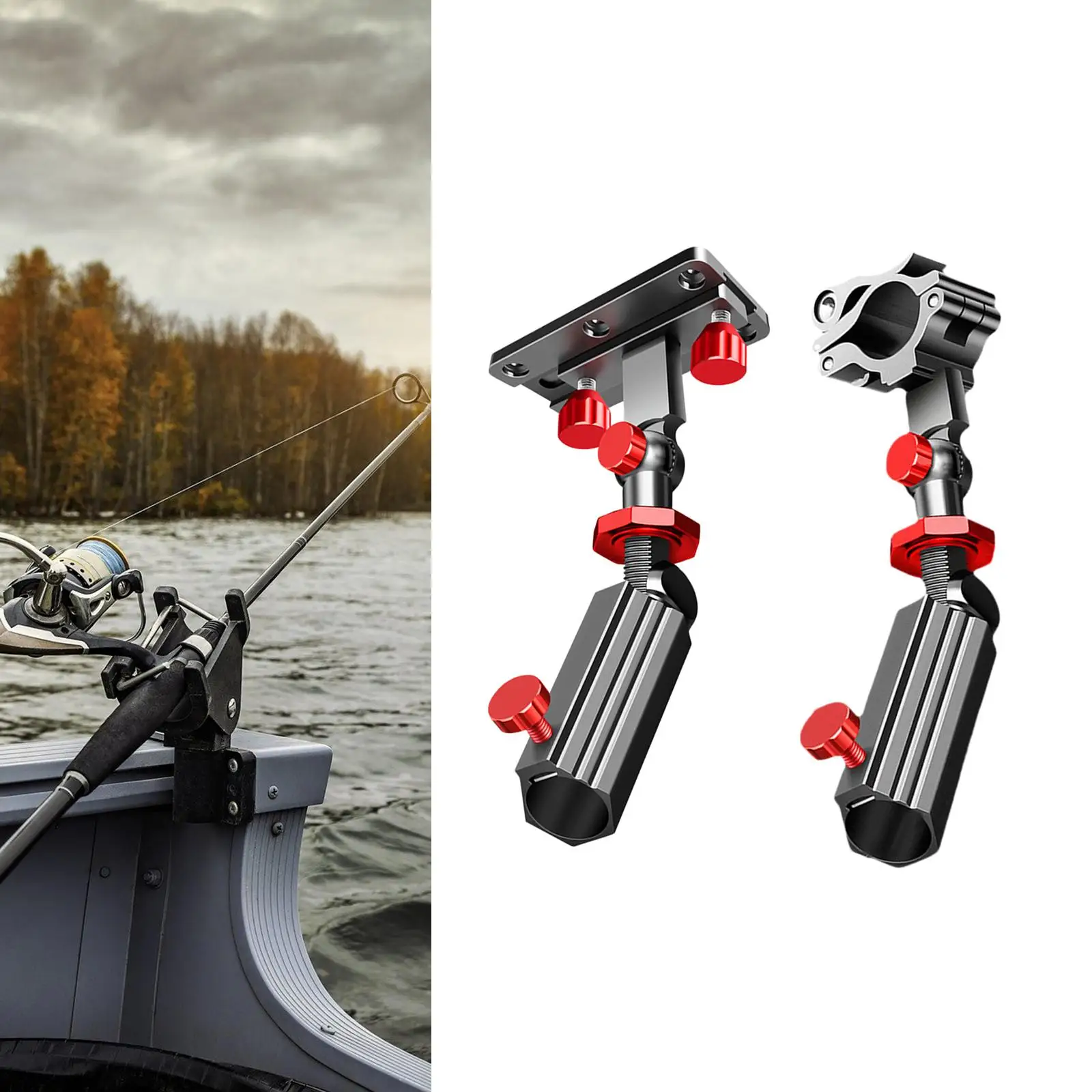Universal Fishing Rod Holder Aluminum Alloy 360 Degree Adjustable Snap Fixed Fish Rod Rack Fishing Accessories