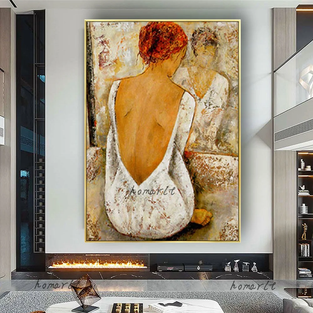 

Handmade Woman Oil Painting Bare Back Vintage Classic Modular Figure Canvas Wall Art Picture For Living Room Home Decoration