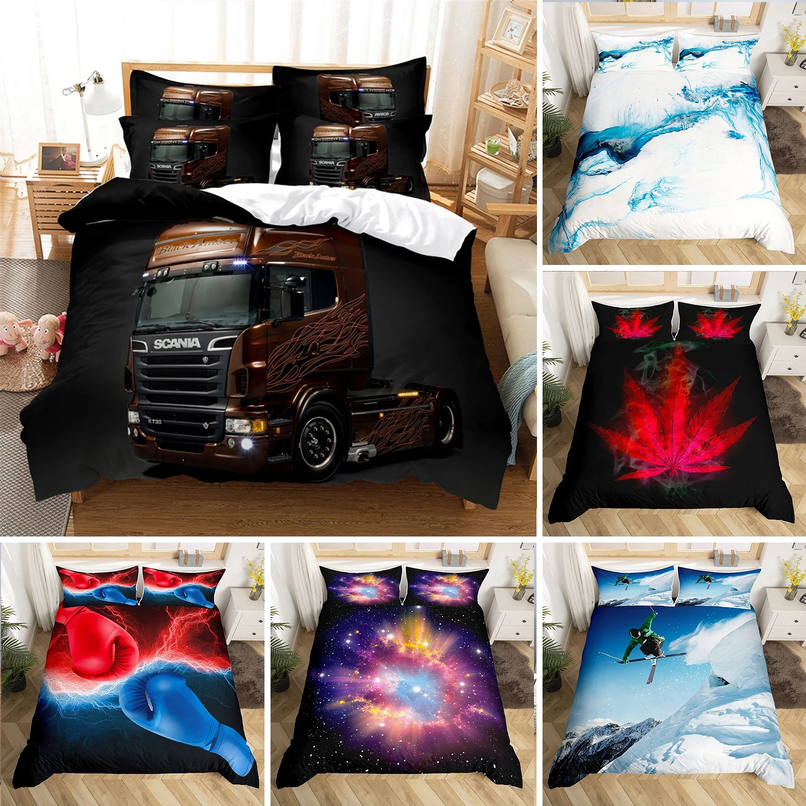 

3D Truck Bedding Set Queen Bedding Duvet Cover Set Bedding Set Bed Cover Queen Bedroom Bed Cover Set Car Polyester Quilt Cover