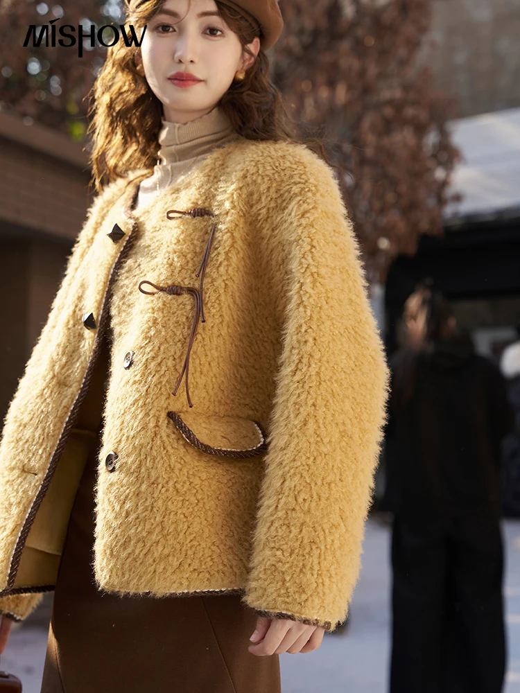 MISHOW Fluffy Faux Fur Coat Women High Quality Winter Fashion Lamb Wool Jacket Woman Office Lady Casual New Outwear MXC59W0254