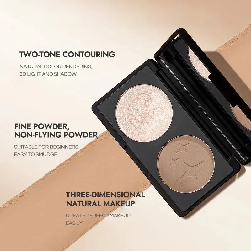 Contour Palette GECOMO Two Colors Contour Palette Concealing Highlighting & Contouring Makeup Palette All Skin
