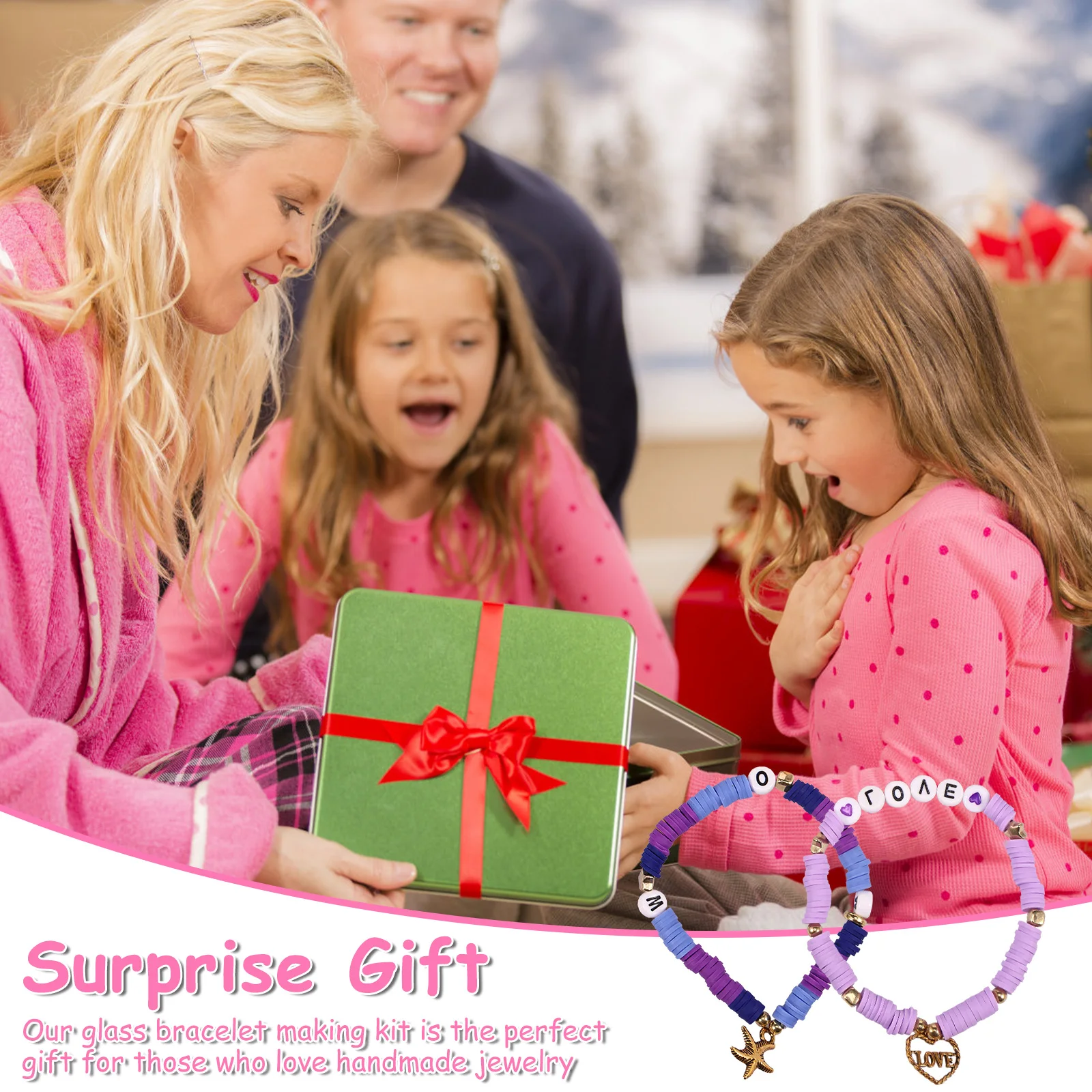 6100 Clay Beads Bracelet Making Kit, Friendship Bracelet Set for Jewellery Making, Flat Beads for Bracelet Arts and Charms