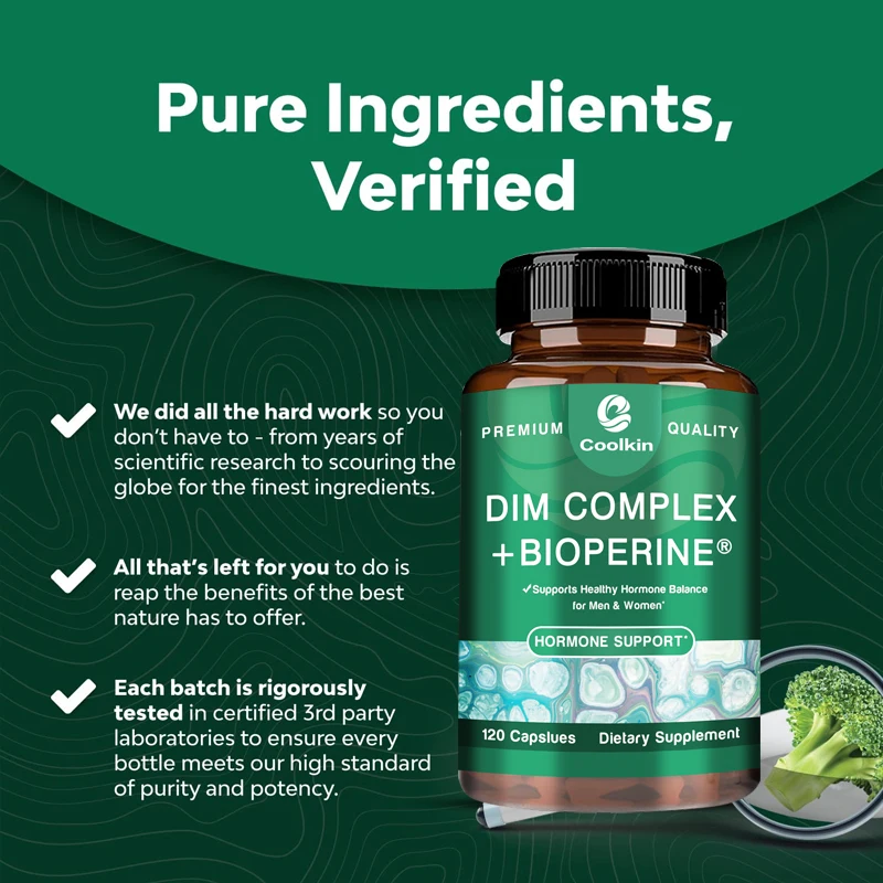 DIM Complex + BIOPERINE Capsules Hormone Balance Build Lean Muscle Mass and Liver Health