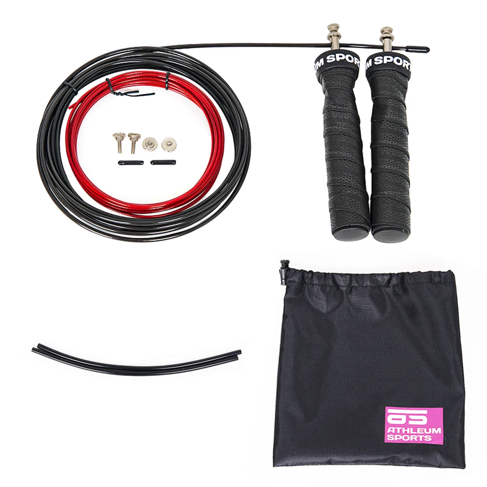 1pcs Black Anti-slip Sweat Absorption With Hand Glue Jump Rope Racing Bearing Removable Load Lock Design PVC Wire Jump Rope