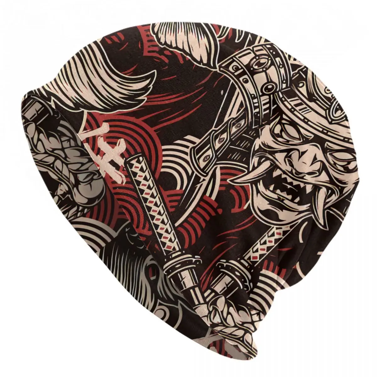 

Bonnet Hats Japanese Style Men Women's Thin Skullies Beanies Hat Vintage Japanese Seamless Pattern Katana Cap Hip Hop Caps