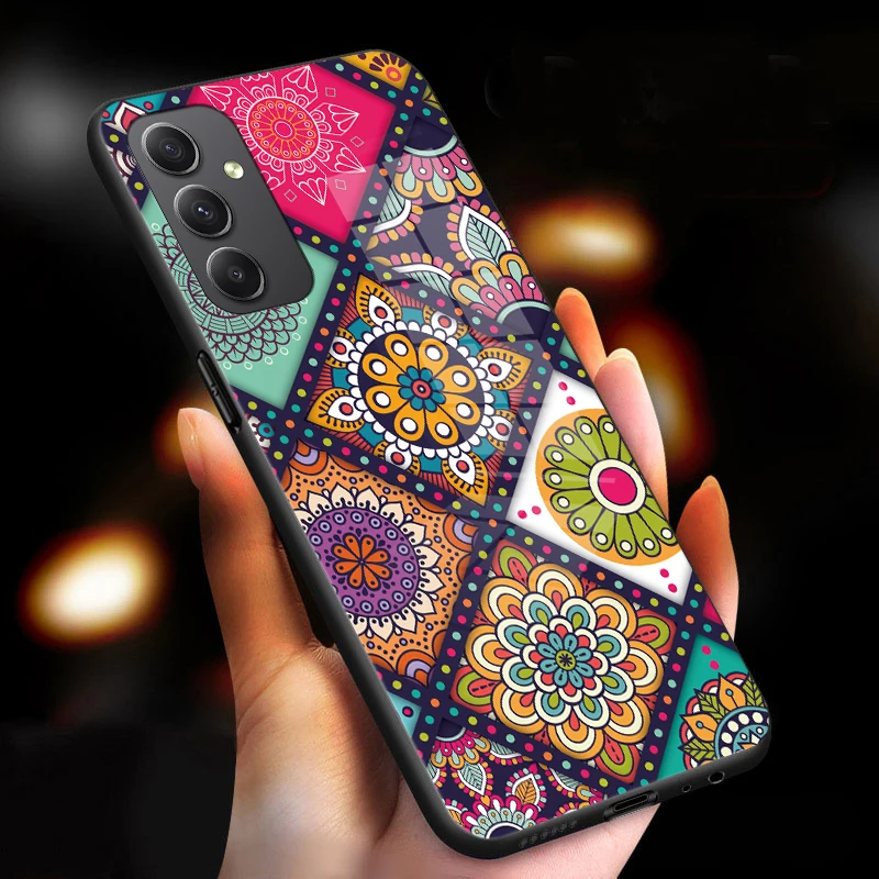 Retro Hand-Painted Glass Phone Case - Anti-Vibration Hard Protective Cover