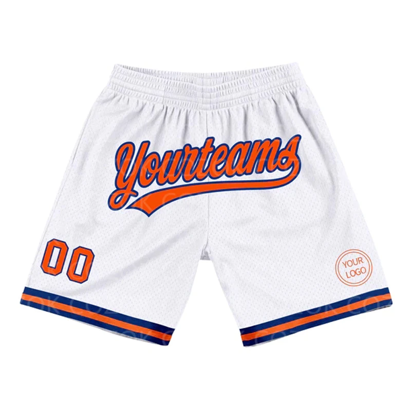 Custom White Blue Red Authentic Basketball Shorts 3D Printed Men Shorts Name Mumber Quick Drying Beach Shorts 4