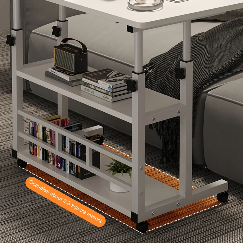 Wooden Adjustable Laptop Desk with Rolling Wheels for Home Office