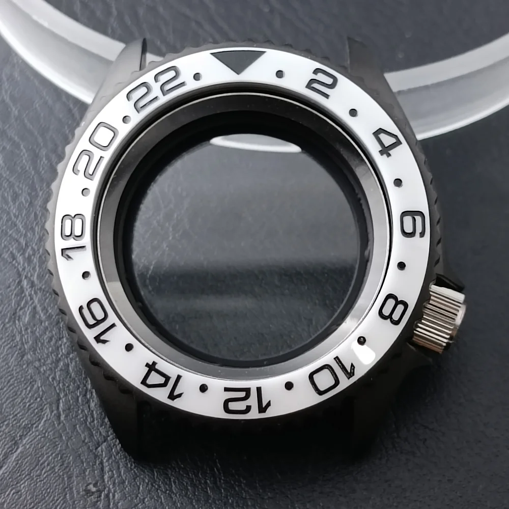 High-Quality 42mm Men's Steel Black Watch Case with Sapphire Glass and 22mm Band