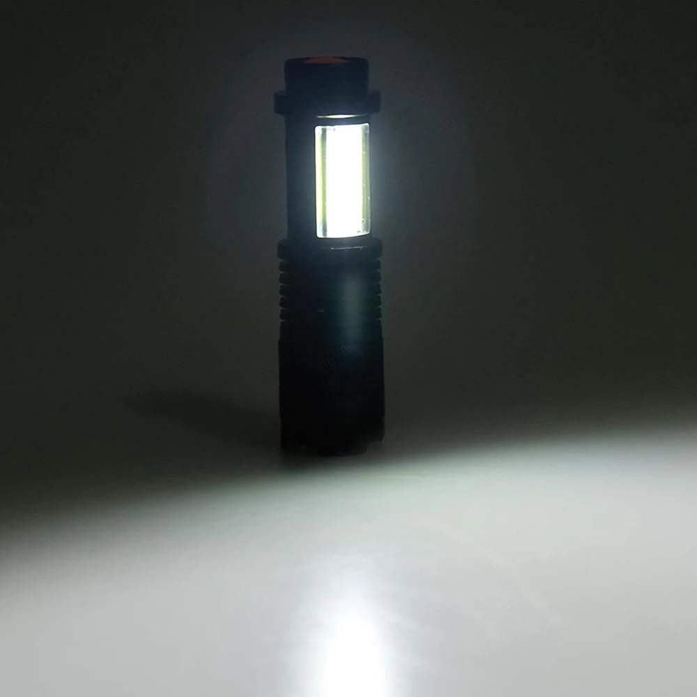 Portable LED Flashlight Q5 +COB Mini Black Waterproof Zoom LED Torch penlight Use AA 14500 Battery Lighting lantern