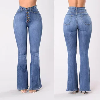 2025 European American Hot Style Women's High Waist Bootcut Jeans Skinny Hip Lifting Streetwear Four Seasons Wear 1