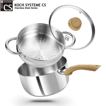 KOCH SYSTEME CS 3‑Quart Stainless Steel Saucepan with Steamer Insert 1