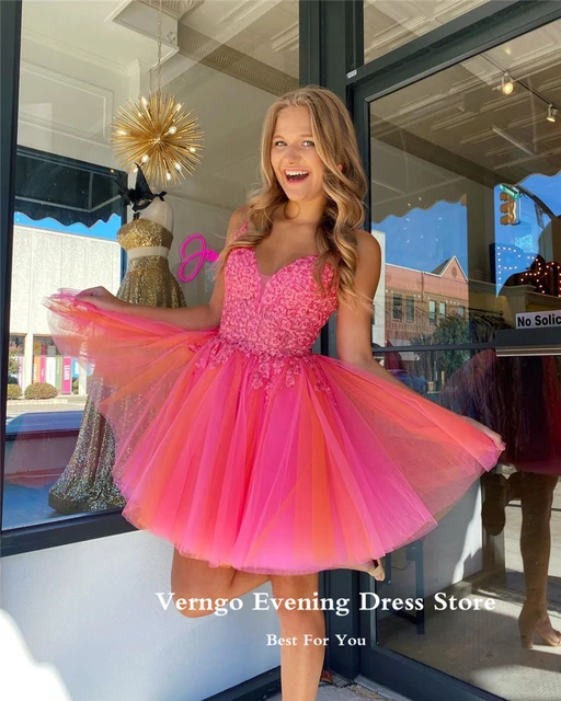 Dresses, Hot Pink Spring Summer Dress Spaghetti Straps Short Dress Tank  Dress