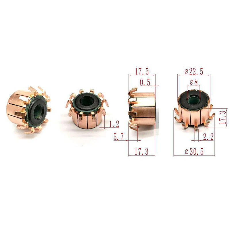 

8*22.5*17.5mm 10P Teeth Copper Hook Type Electrical Motor Commutator Electronic Accessories