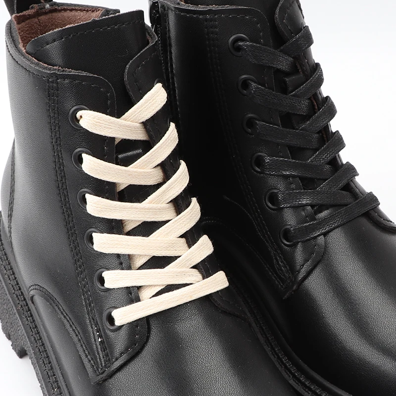Premium Waterproof Waxed Leather Flat Shoelaces - Unisex Casual and Boot Styles (Multiple Lengths Available)