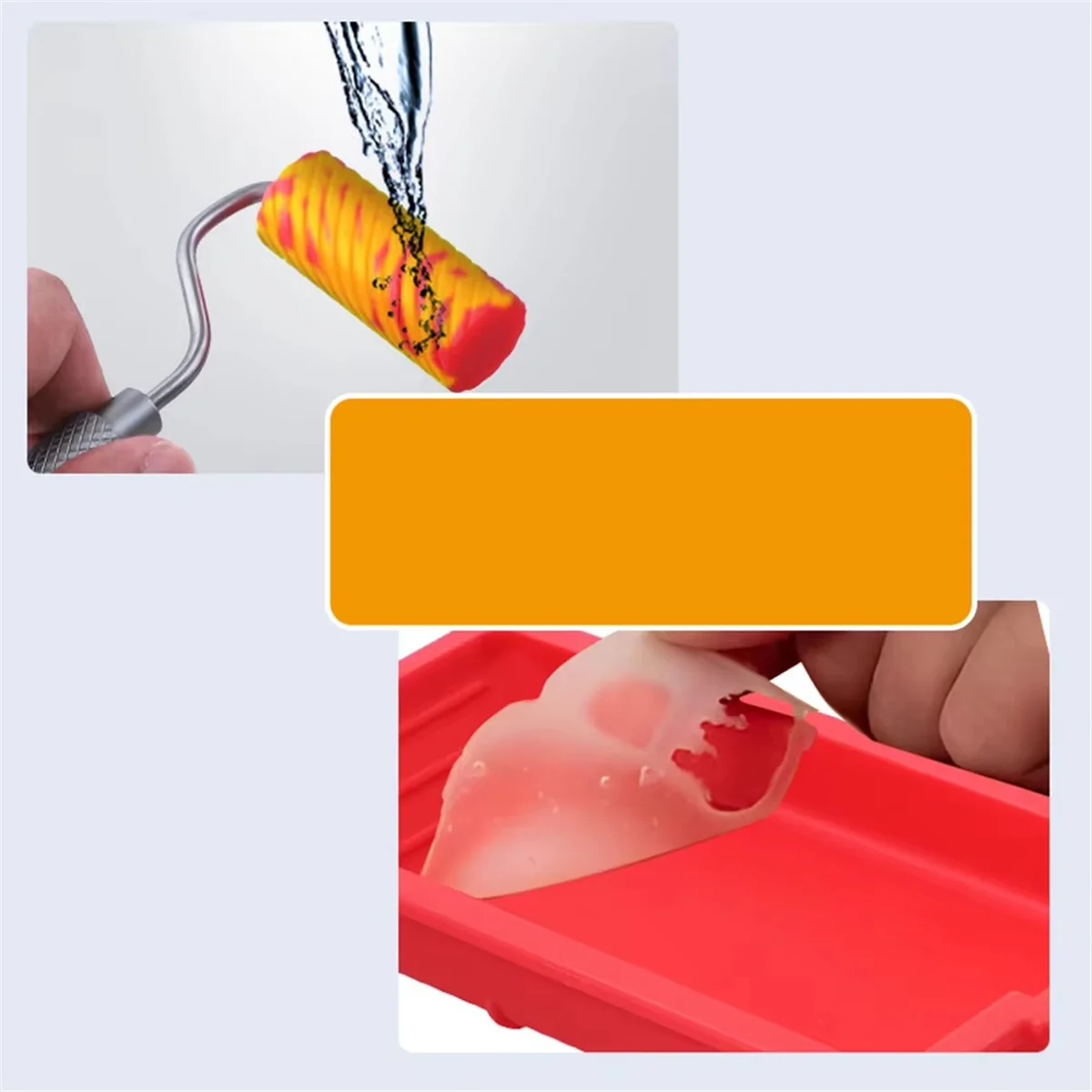 A04R-1set Silicone Roller Brush Kit Multipurpose for Home Renovation Wall Household Paint Tool Tray Paintwork Tools Parts