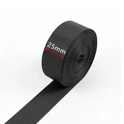 Durable Black Nylon Webbing Tape - 5M Roll, 0.7mm Thickness for DIY Sewing & Craft Projects (Black - 25mm)