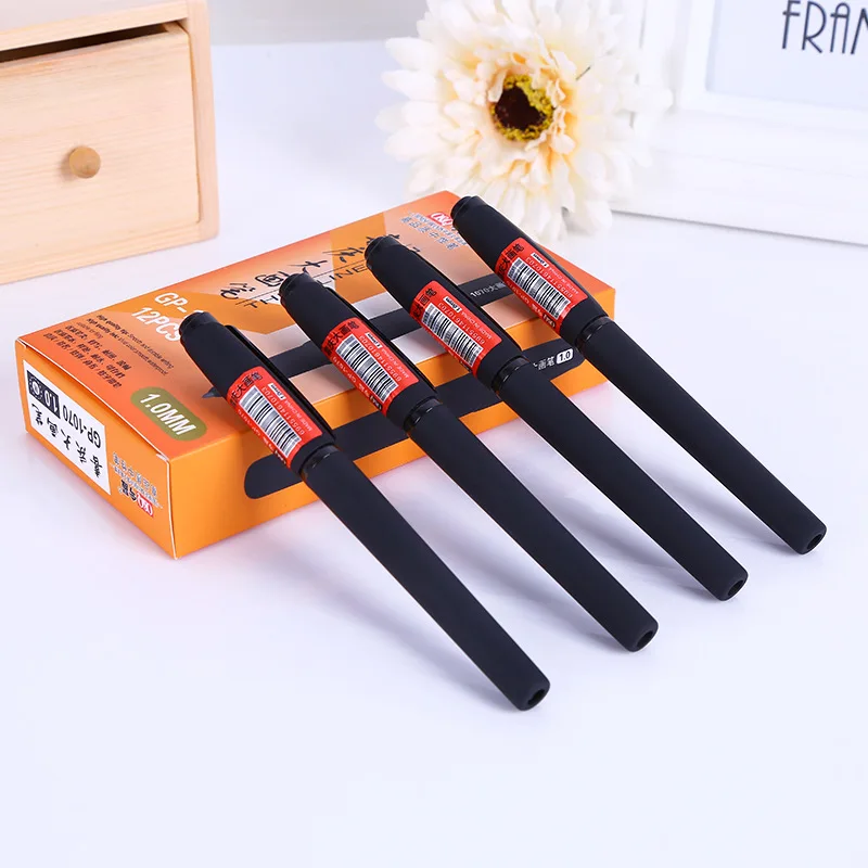 

12pcs Large Capacity Signing Black Ink Pen Office Business Practice Calligraphy 1.0 Neutral Pen With Pen Holder