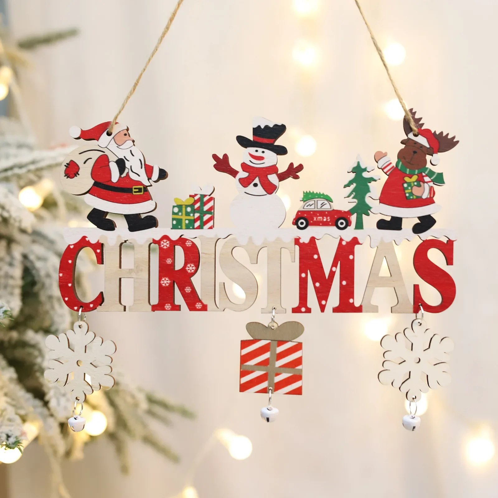 Gnome Santa Claus Wooden Hanging Ornaments Merry Christmas Decorations for Home Door Xmas Tree Pendants Navidad New Year christmas decorations