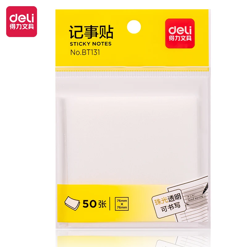 1Pcs DELI BT131 Transparent Pad Notes Sticky Note Ahesive Memo Pads Office School Stationery