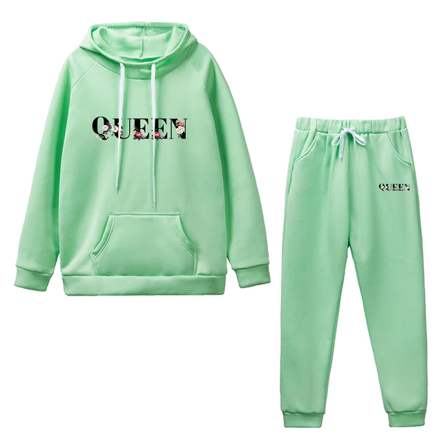 Queen Print Hooded Sweatshirt 2 Piece Set 3