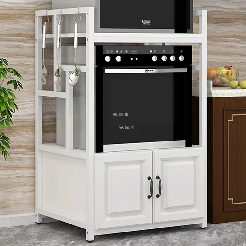 Multi-layer Wooden Kitchen Cabinets Modern Kitchen Furniture Home Floor-standing Iron Art Rack Electrical Storage Cabinet Z 5