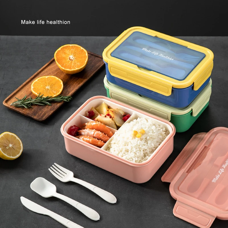 

Bentobox для студентов, коробки для фруктов, контейнеры для хранения пищевых продуктов с тремя отделениями, офисные работники могут разогреват...