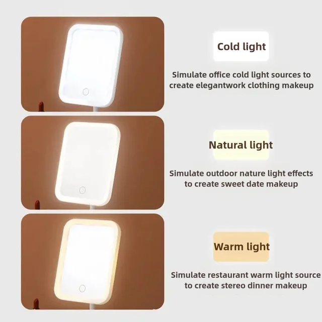 Illuminez votre beauté: Miroir cosmétique LED avec fonctions intensité variable, rotation et mémoire, miroir cosmétique USB avec monoch 4