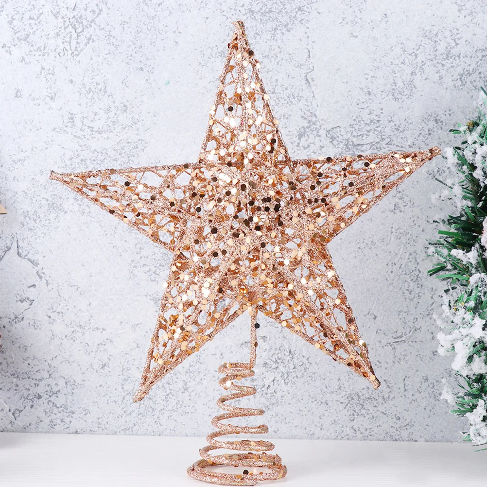 

2pcs Christmas Tree Iron Star Topper Glittering Christmas Tree Decoration Ornaments (1pc 20cm Rose Gold, 1pc 25cm Rose Gold)